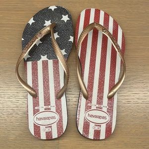 Havaianas Slim Flip Flop- American Flag Gliter